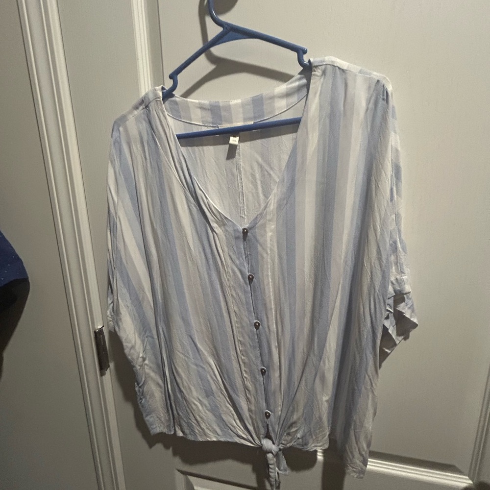 Striped Blue and White Women's Blouse